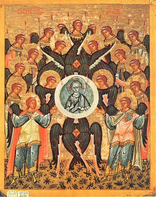 Собор Архистратига Михаила и прочих Небесных Сил бесплотных (новгородская икона, конец XV века)