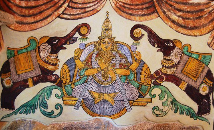 рисунок Лакшми в храме Танжавур, Брихадишвара