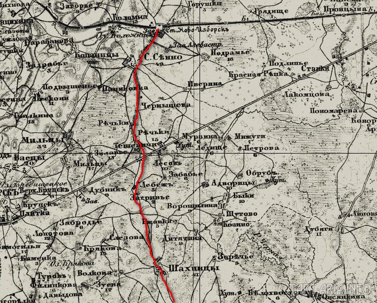 Фрагмент карты Российской империи 1914 года